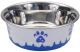 MASLOW Design Series Non-Skid Paw Design Dog Bowl 13oz Blue