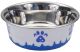 MASLOW Design Series Non-Skid Paw Design Dog Bowl 28oz Blue