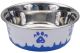 MASLOW Design Series Non-Skid Paw Design Dog Bowl 54oz Blue